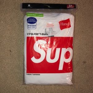 White Supreme Hanes T-shirt 3 Pack
